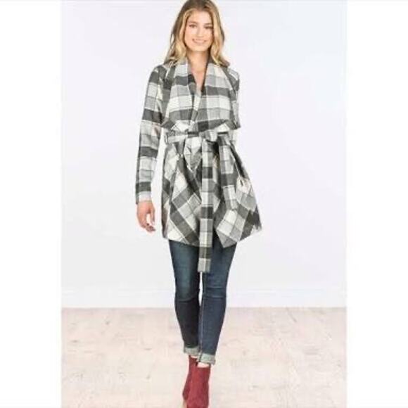 NWT Matilda Jane Womens XS Black Grey Plaid Check It Twice Jacket Sweater Coat - Picture 8 of 16